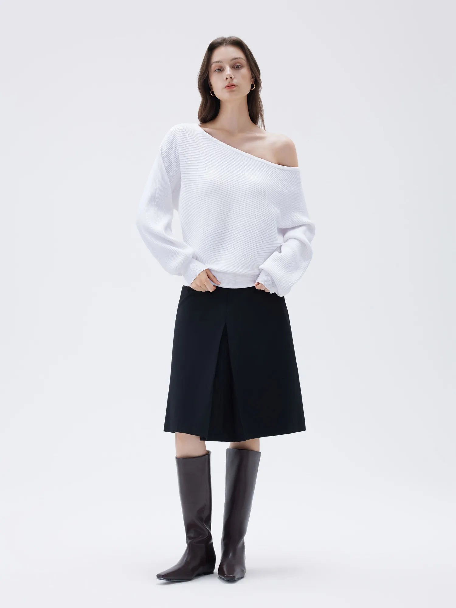 SUUKSESS Women Cashmere Oversized Off Shoulder Pullover Sweaters Boat Neck Long Sleeve Knit Jumpers Tops-SUUKSESS-SUUKSESS
