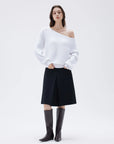 SUUKSESS Women Cashmere Oversized Off Shoulder Pullover Sweaters Boat Neck Long Sleeve Knit Jumpers Tops-SUUKSESS-SUUKSESS