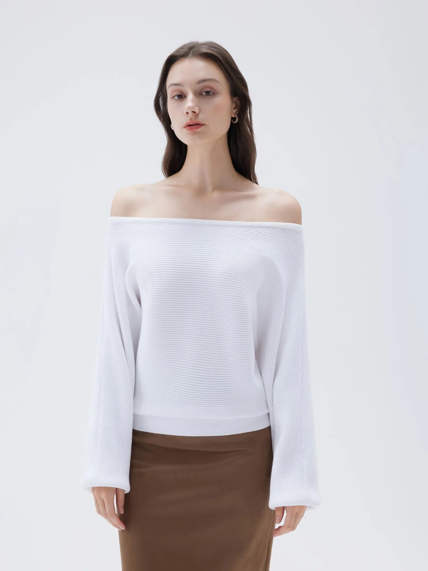 SUUKSESS Women Cashmere Oversized Off Shoulder Pullover Sweaters Boat Neck Long Sleeve Knit Jumpers Tops-SUUKSESS-SUUKSESS