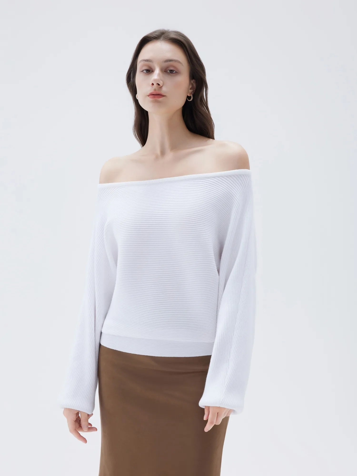 SUUKSESS Women Cashmere Oversized Off Shoulder Pullover Sweaters Boat Neck Long Sleeve Knit Jumpers Tops-SUUKSESS-SUUKSESS