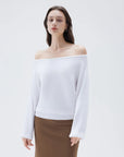 SUUKSESS Women Cashmere Oversized Off Shoulder Pullover Sweaters Boat Neck Long Sleeve Knit Jumpers Tops-SUUKSESS-SUUKSESS