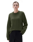 SUUKSESS Women Cashmere Oversized Long Sleeve Pullover Sweater Crew Neck Jumpers-SUUKSESS-Olive-XS-SUUKSESS