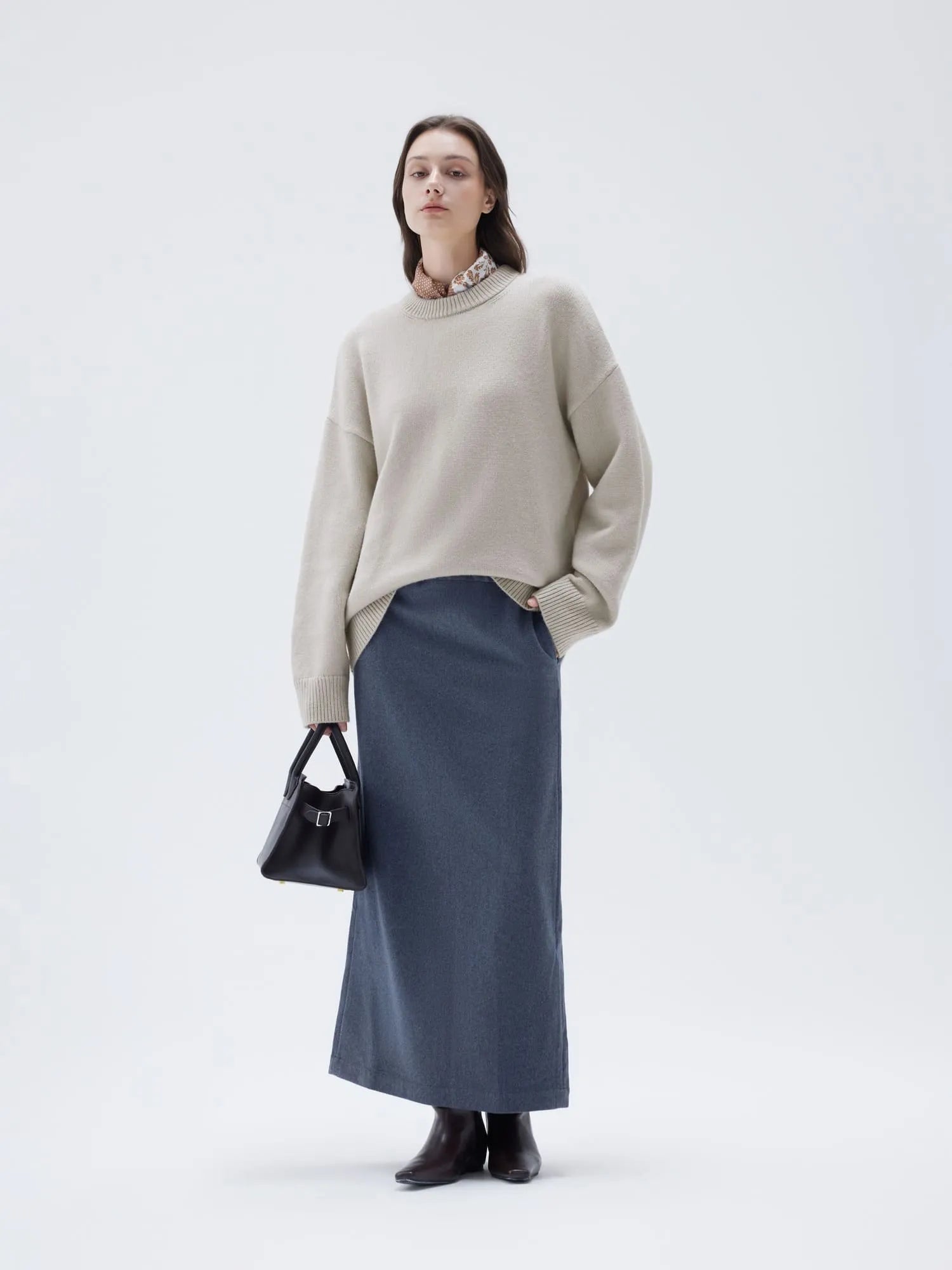 SUUKSESS Women Cashmere Oversized Long Sleeve Pullover Sweater Crew Neck Jumpers-SUUKSESS-SUUKSESS