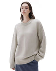 SUUKSESS Women Cashmere Oversized Long Sleeve Pullover Sweater Crew Neck Jumpers-SUUKSESS-SUUKSESS