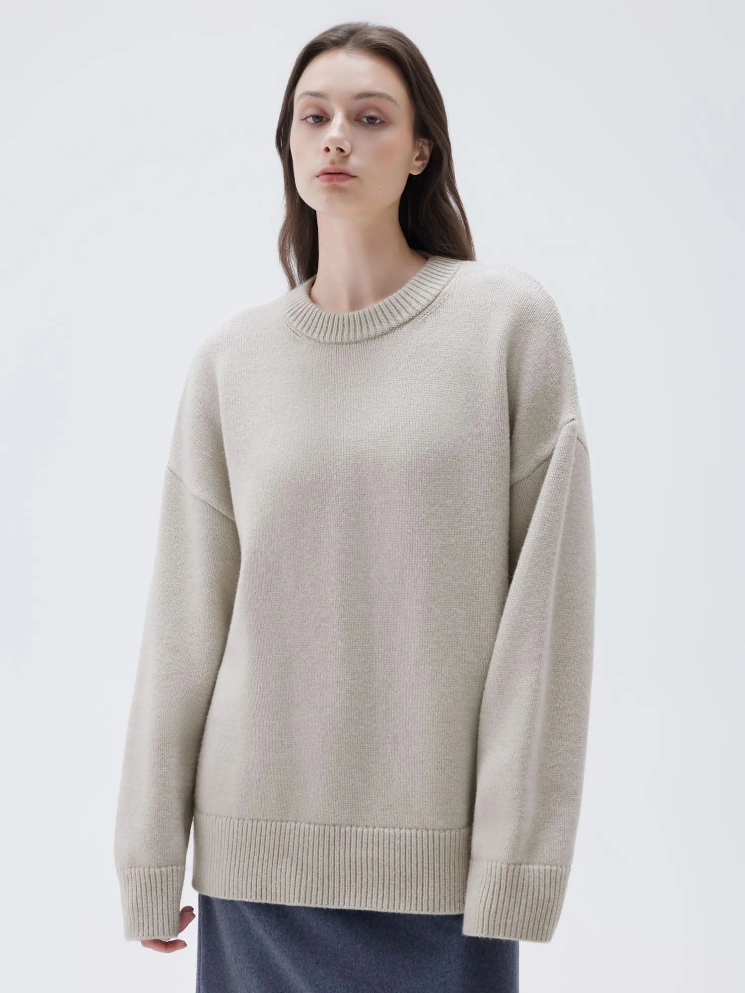 SUUKSESS Women Cashmere Oversized Long Sleeve Pullover Sweater Crew Neck Jumpers-SUUKSESS-SUUKSESS