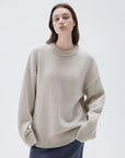 SUUKSESS Women Cashmere Oversized Long Sleeve Pullover Sweater Crew Neck Jumpers-SUUKSESS-SUUKSESS