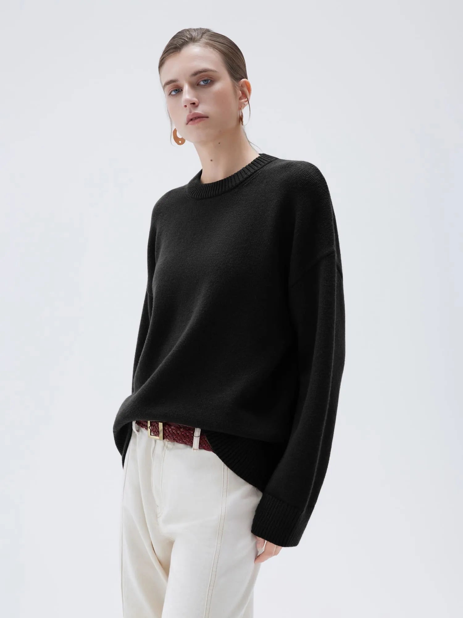 SUUKSESS Women Cashmere Oversized Long Sleeve Pullover Sweater Crew Neck Jumpers-SUUKSESS-SUUKSESS