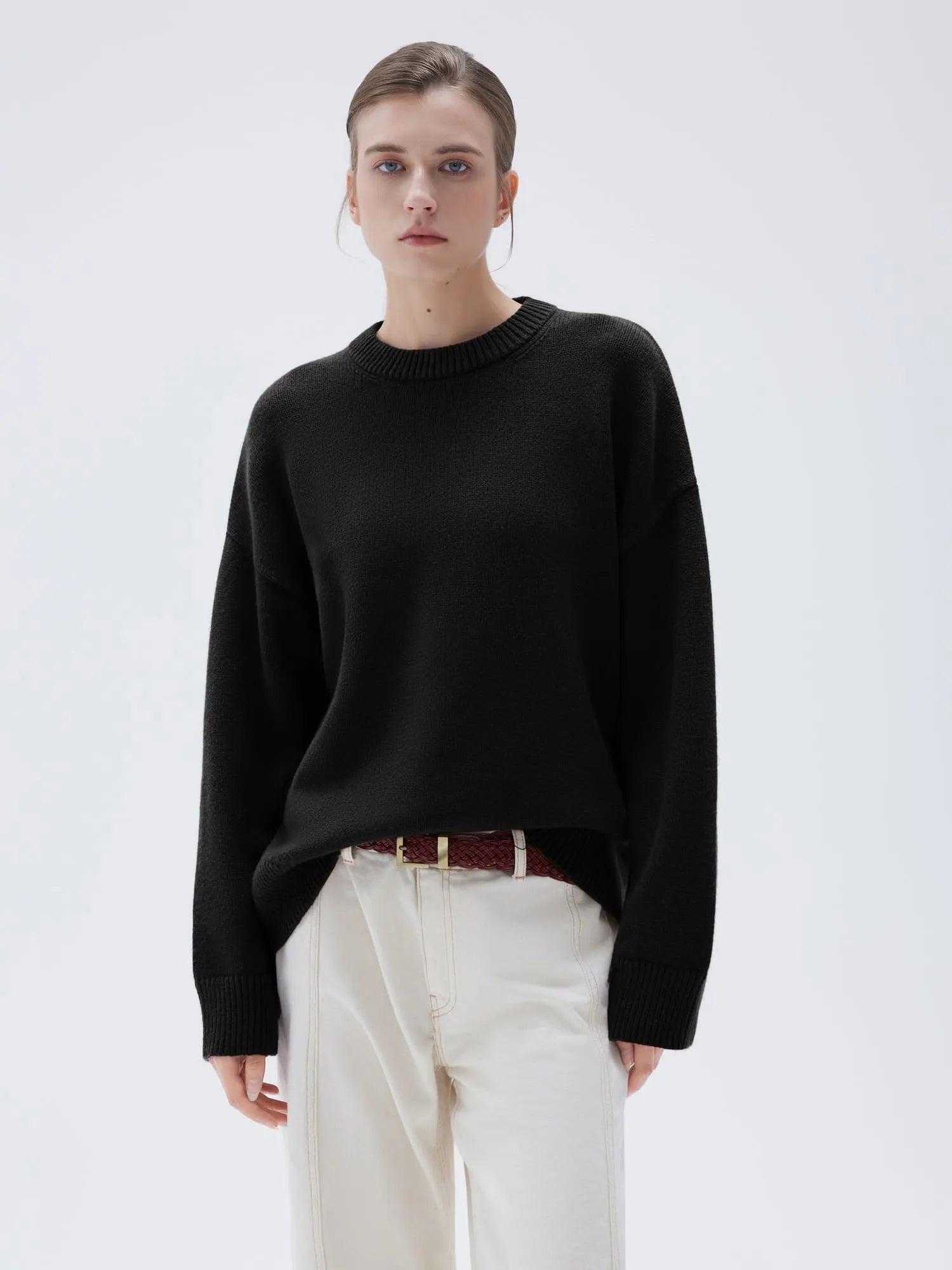 SUUKSESS Women Cashmere Oversized Long Sleeve Pullover Sweater Crew Neck Jumpers-SUUKSESS-SUUKSESS