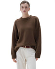 SUUKSESS Women Cashmere Oversized Long Sleeve Pullover Sweater Crew Neck Jumpers-SUUKSESS-Brown-XS-SUUKSESS