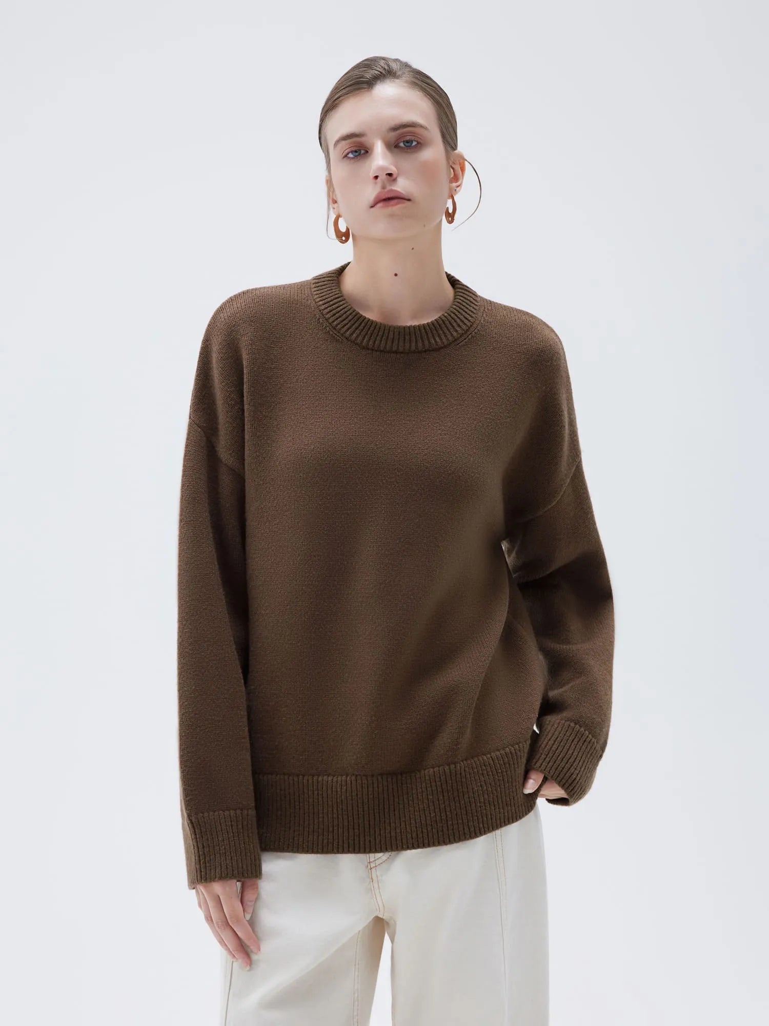 SUUKSESS Women Cashmere Oversized Long Sleeve Pullover Sweater Crew Neck Jumpers-SUUKSESS-SUUKSESS