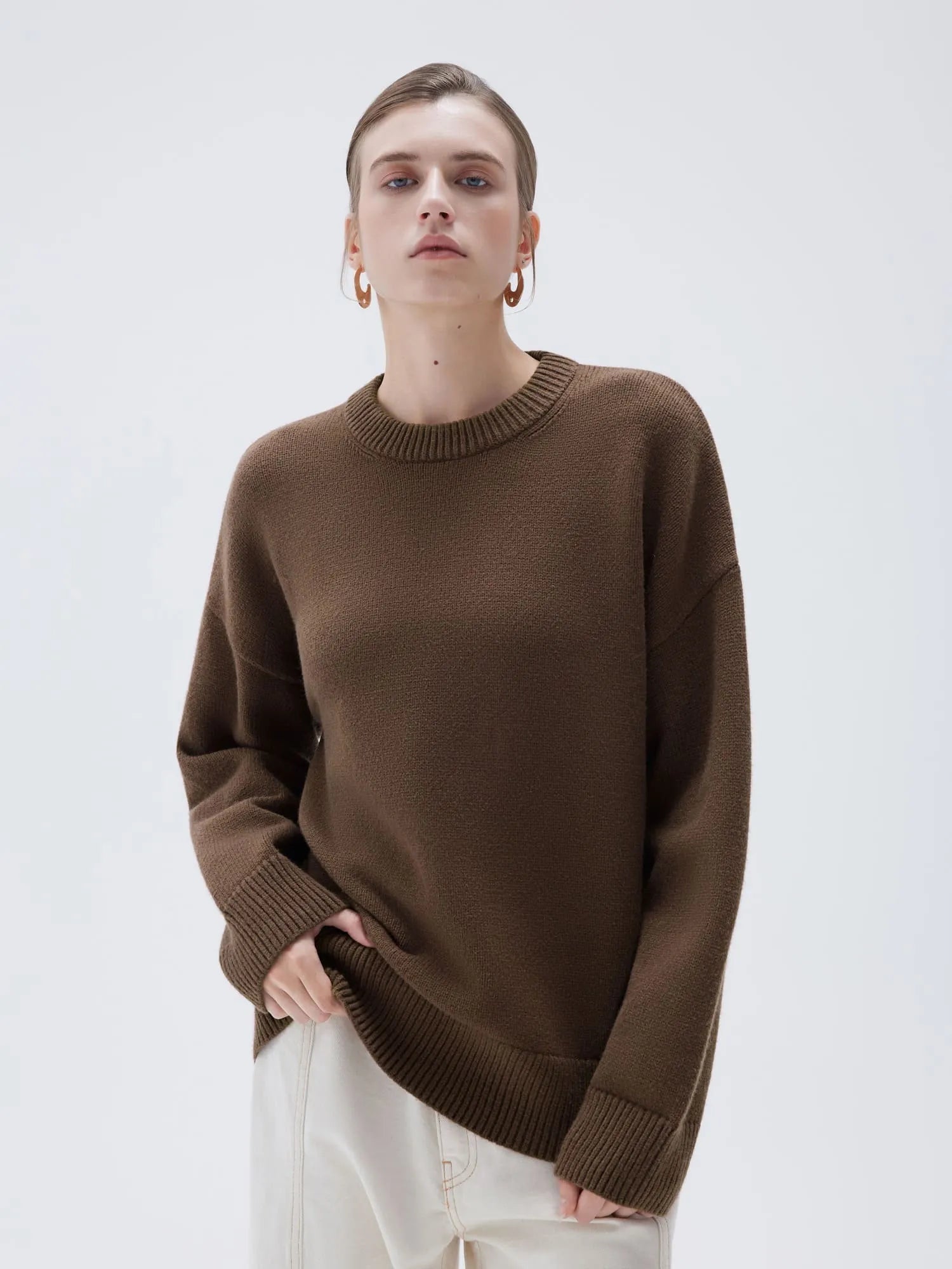 SUUKSESS Women Cashmere Oversized Long Sleeve Pullover Sweater Crew Neck Jumpers-SUUKSESS-SUUKSESS