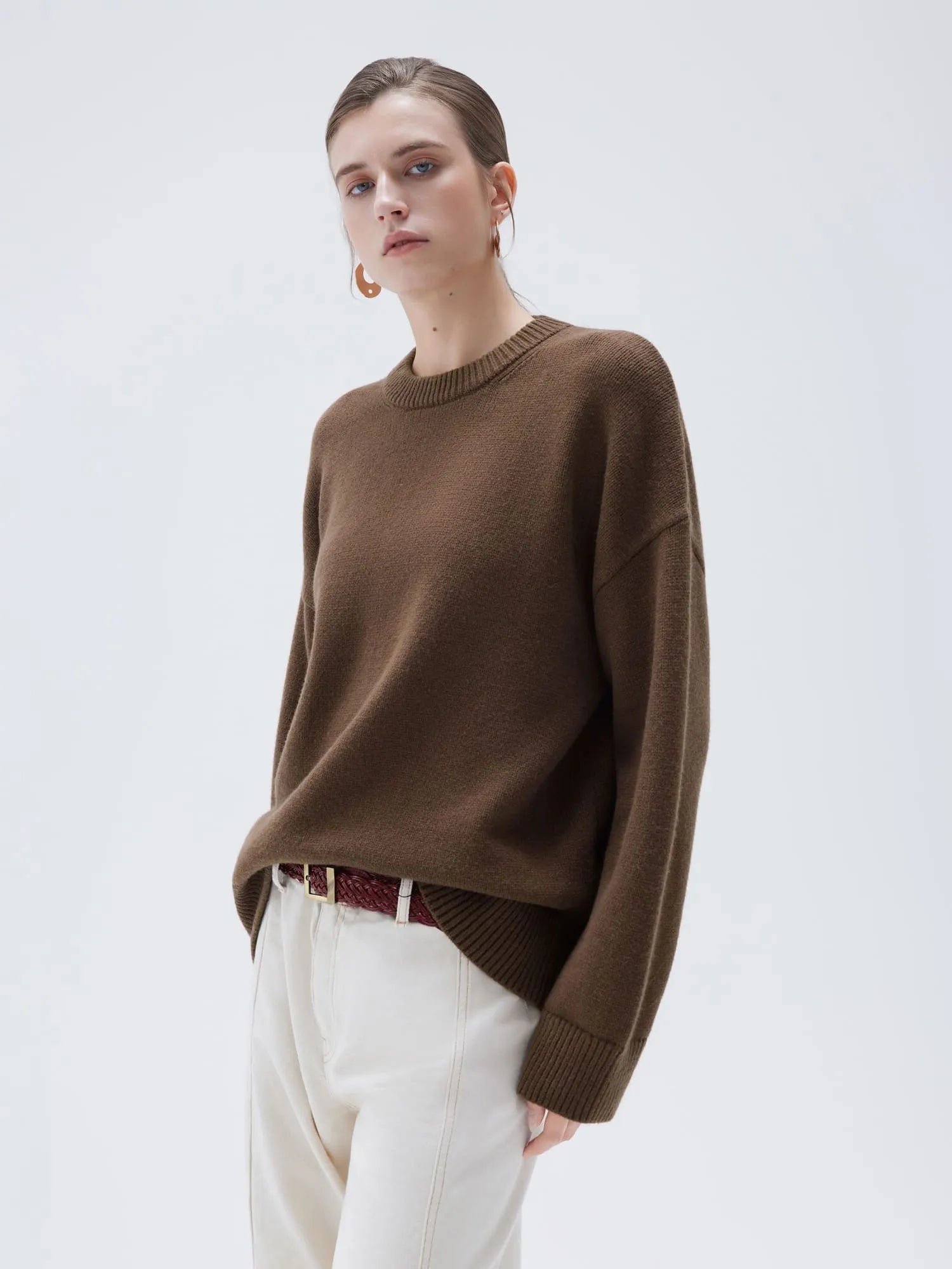 SUUKSESS Women Cashmere Oversized Long Sleeve Pullover Sweater Crew Neck Jumpers-SUUKSESS-SUUKSESS