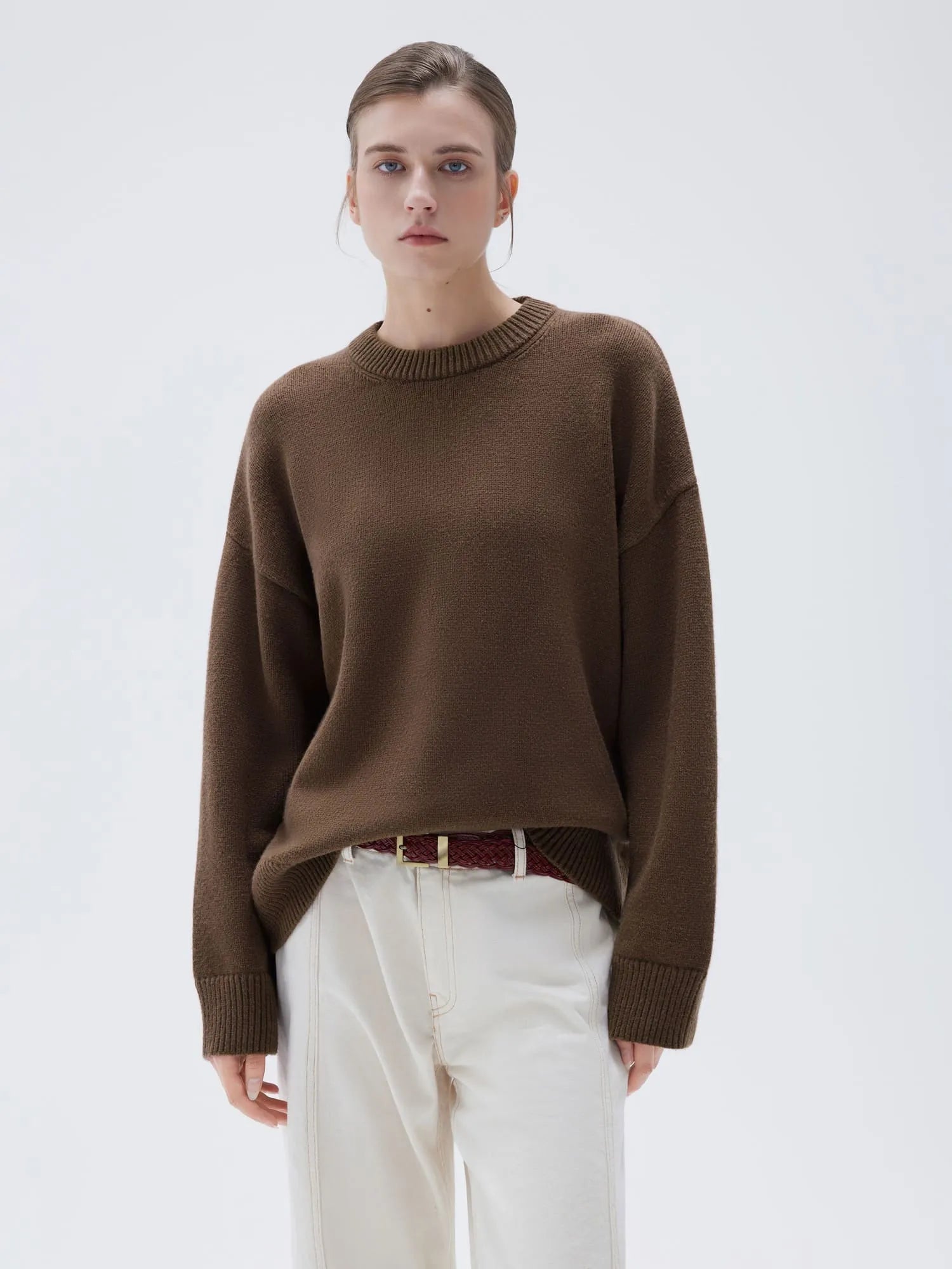 SUUKSESS Women Cashmere Oversized Long Sleeve Pullover Sweater Crew Neck Jumpers-SUUKSESS-SUUKSESS