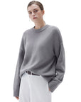 SUUKSESS Women Cashmere Oversized Long Sleeve Pullover Sweater Crew Neck Jumpers-SUUKSESS-Grey-XS-SUUKSESS