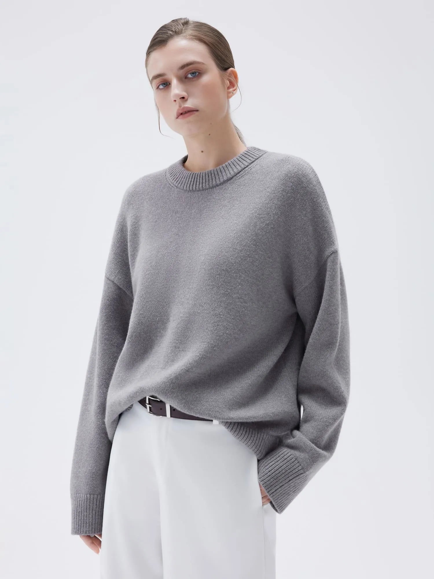 SUUKSESS Women Cashmere Oversized Long Sleeve Pullover Sweater Crew Neck Jumpers-SUUKSESS-SUUKSESS