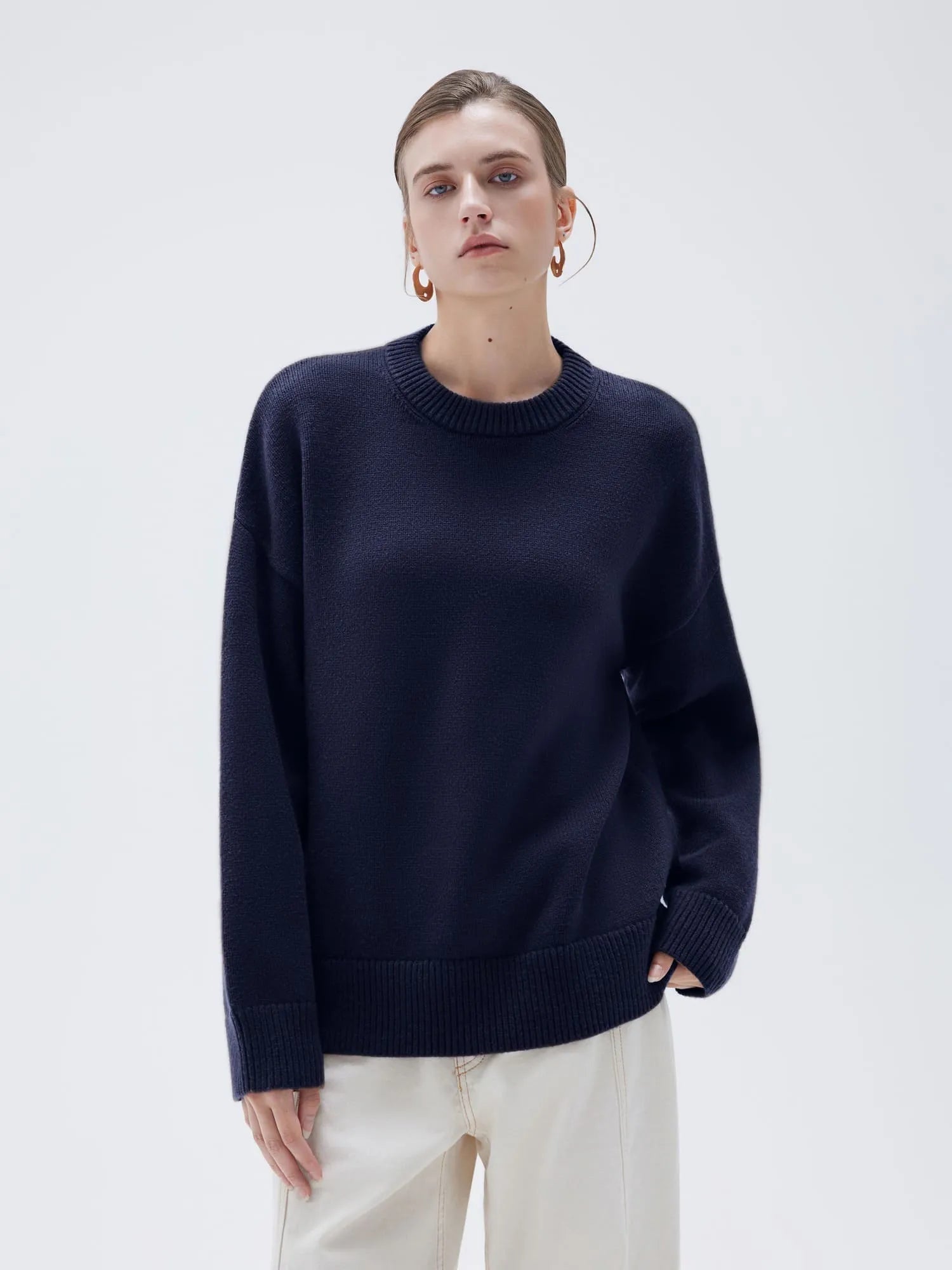 SUUKSESS Women Cashmere Oversized Long Sleeve Pullover Sweater Crew Neck Jumpers-SUUKSESS-SUUKSESS