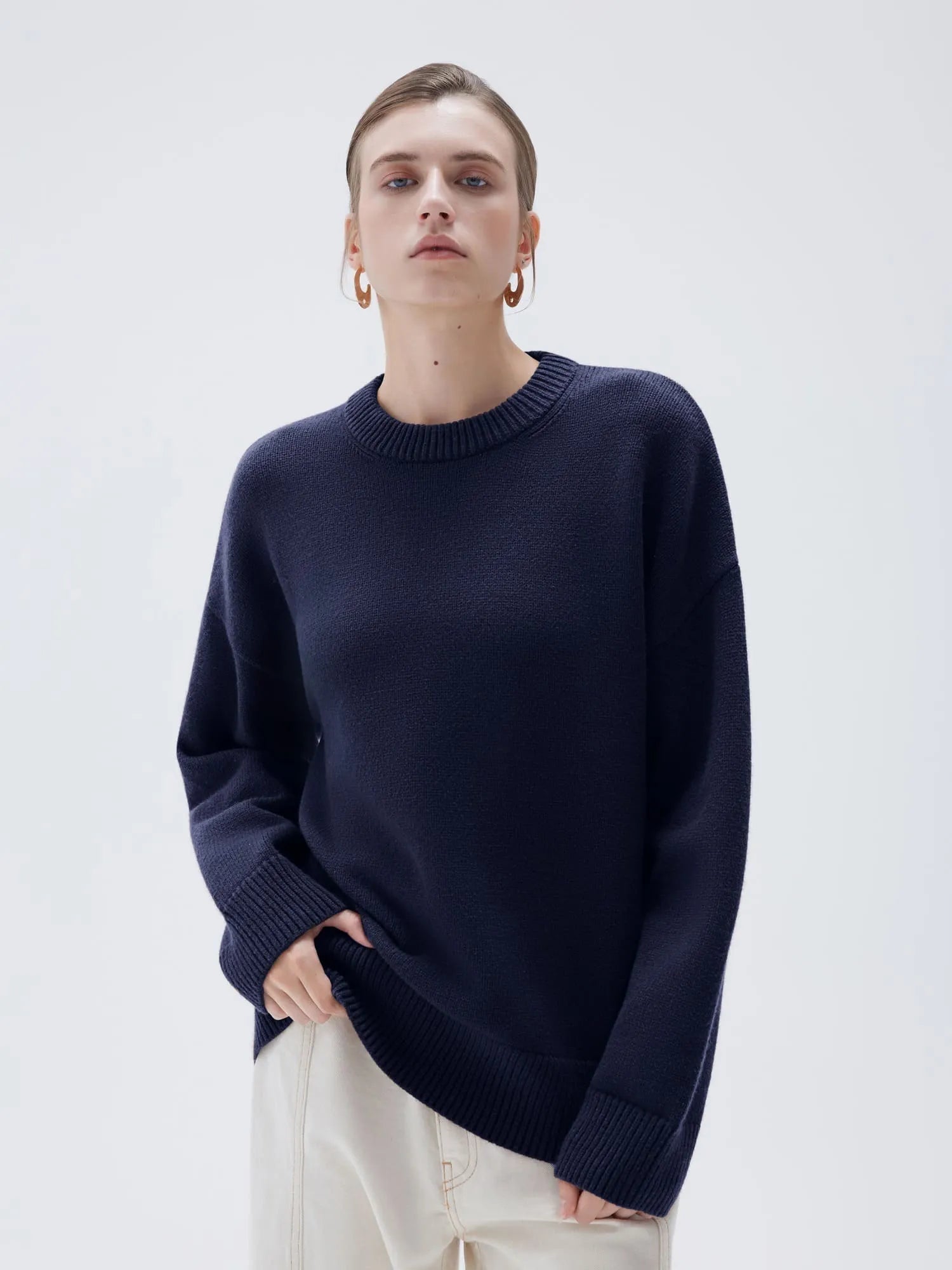 SUUKSESS Women Cashmere Oversized Long Sleeve Pullover Sweater Crew Neck Jumpers-SUUKSESS-SUUKSESS
