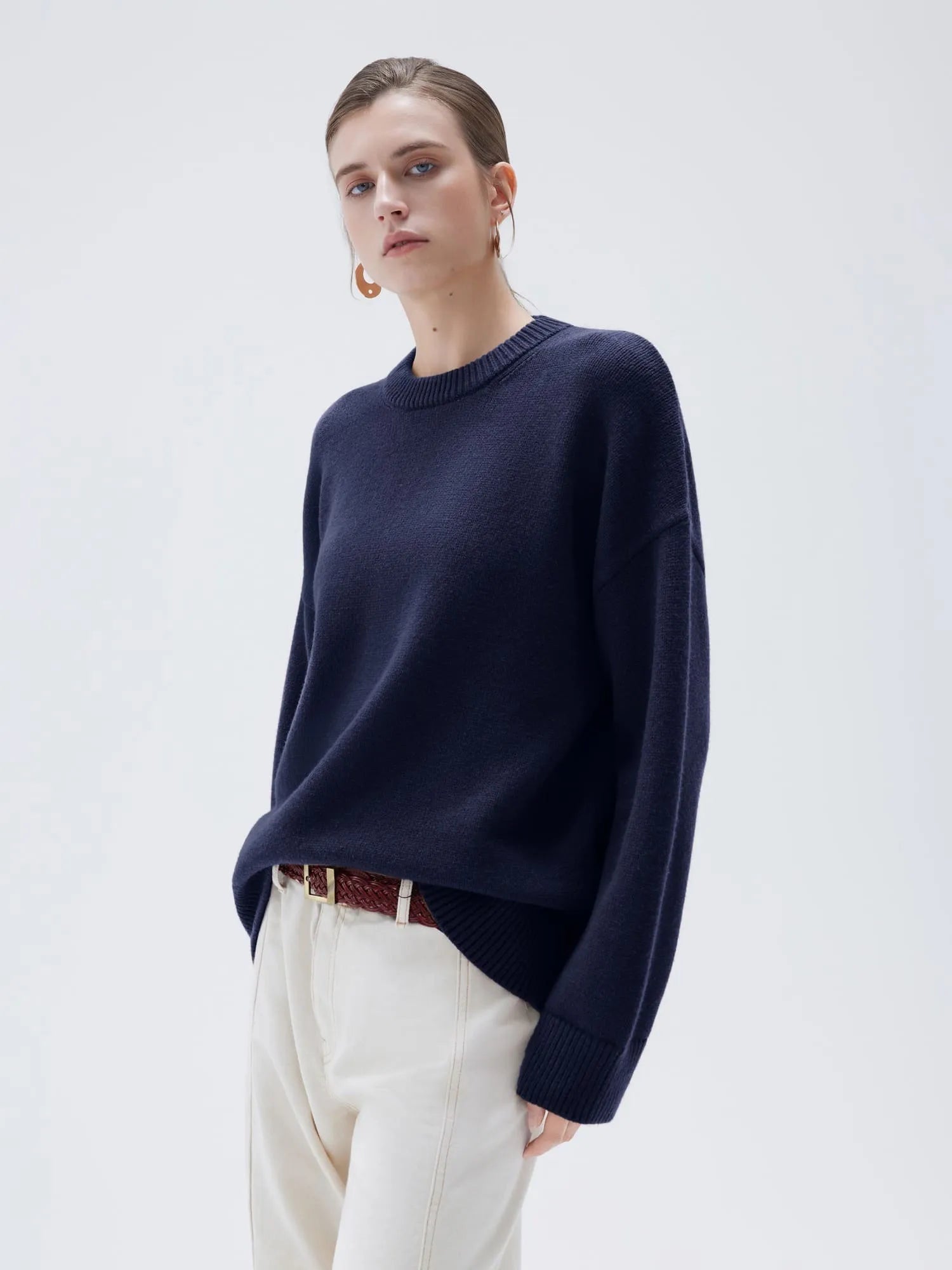 SUUKSESS Women Cashmere Oversized Long Sleeve Pullover Sweater Crew Neck Jumpers-SUUKSESS-SUUKSESS