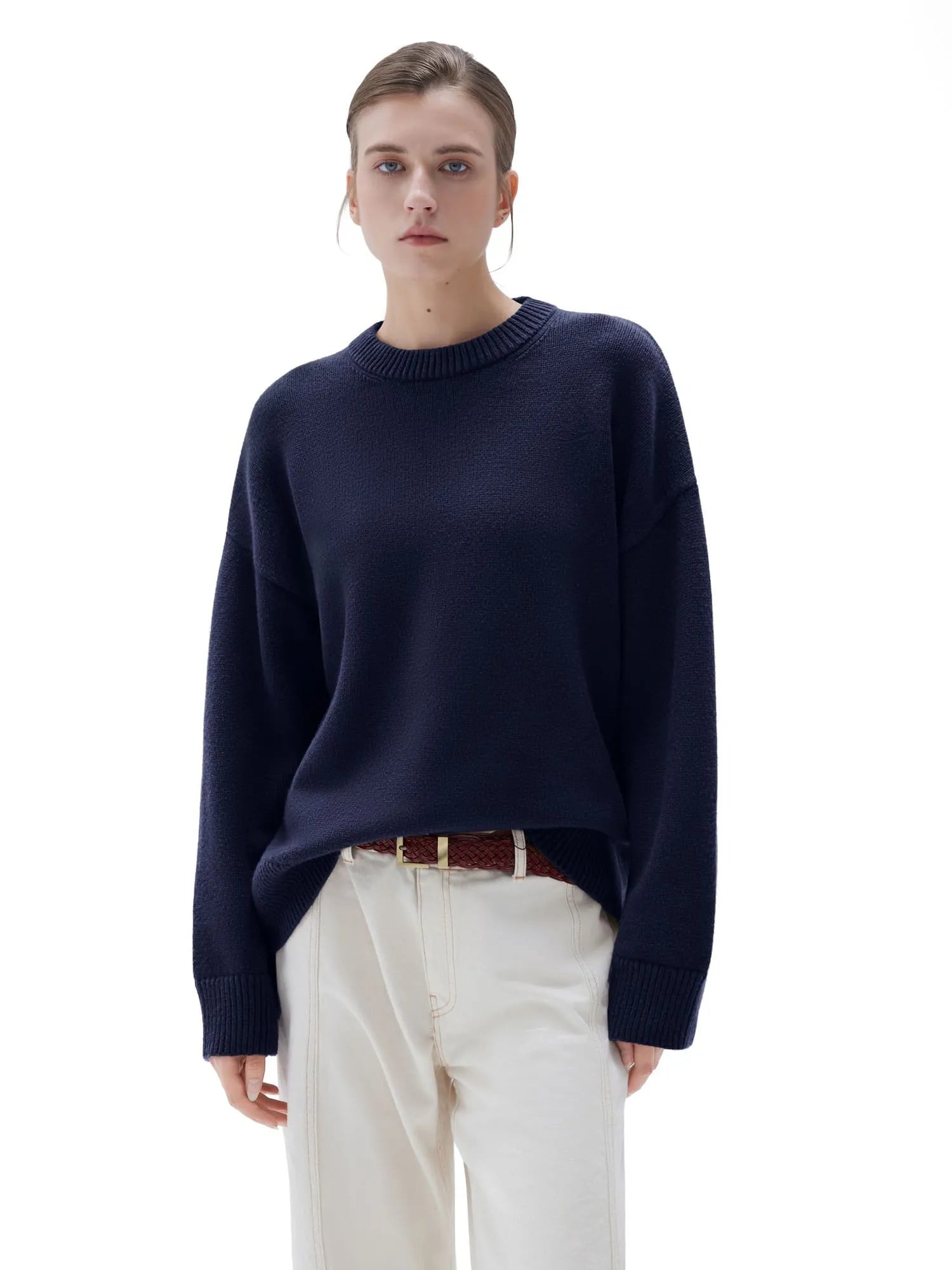 SUUKSESS Women Cashmere Oversized Long Sleeve Pullover Sweater Crew Neck Jumpers-SUUKSESS-SUUKSESS