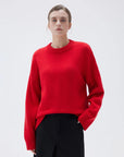 SUUKSESS Women Cashmere Oversized Long Sleeve Pullover Sweater Crew Neck Jumpers-SUUKSESS-Red-XS-SUUKSESS