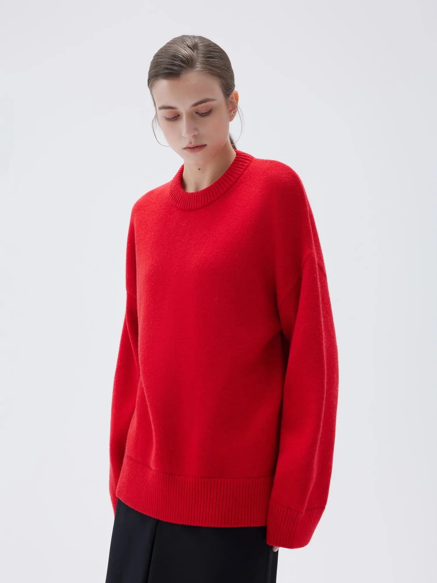 SUUKSESS Women Cashmere Oversized Long Sleeve Pullover Sweater Crew Neck Jumpers-SUUKSESS-SUUKSESS