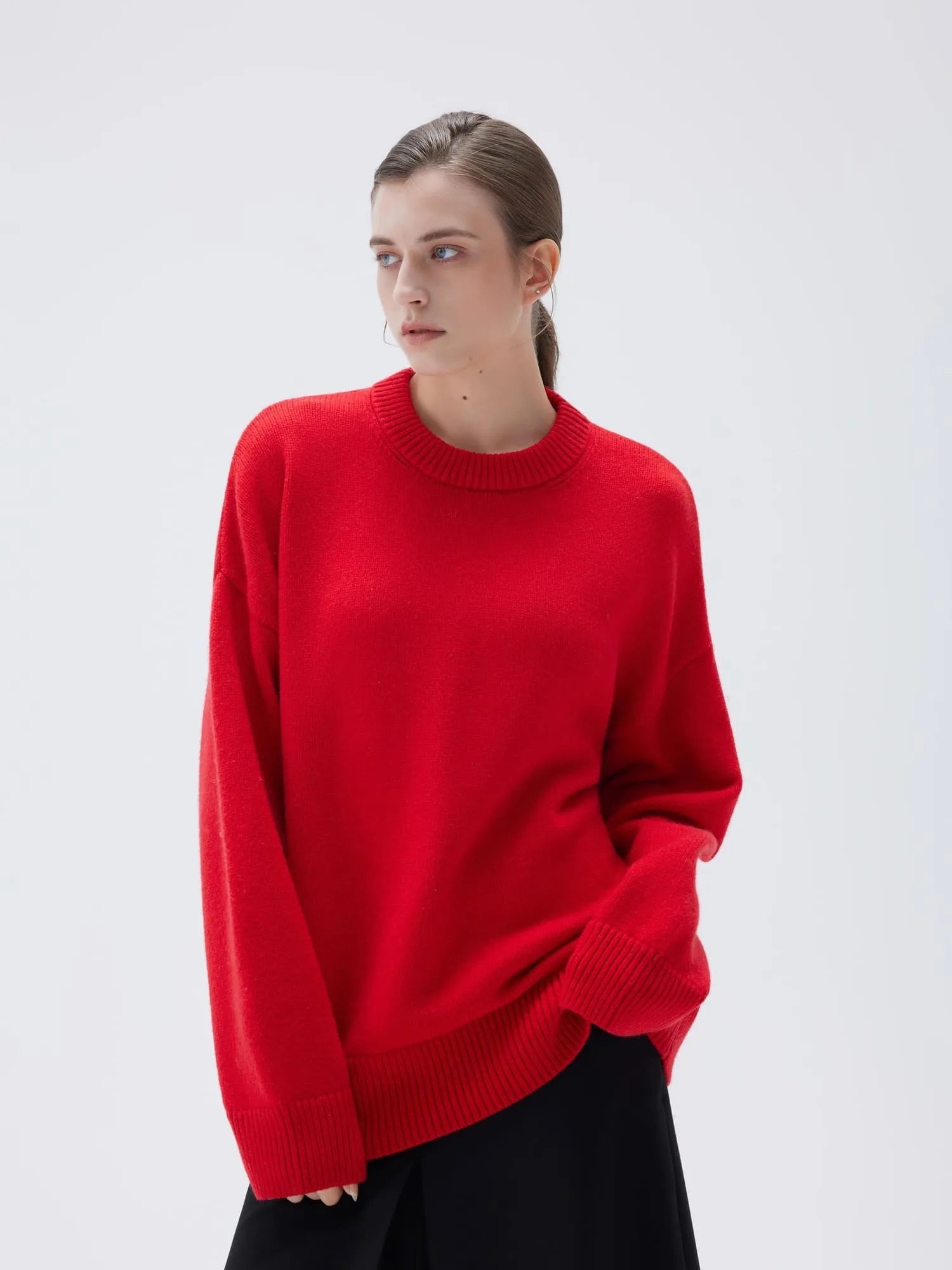 SUUKSESS Women Cashmere Oversized Long Sleeve Pullover Sweater Crew Neck Jumpers-SUUKSESS-SUUKSESS