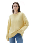 SUUKSESS Women Cashmere Oversized Long Sleeve Pullover Sweater Crew Neck Jumpers-SUUKSESS-Yellow-XS-SUUKSESS