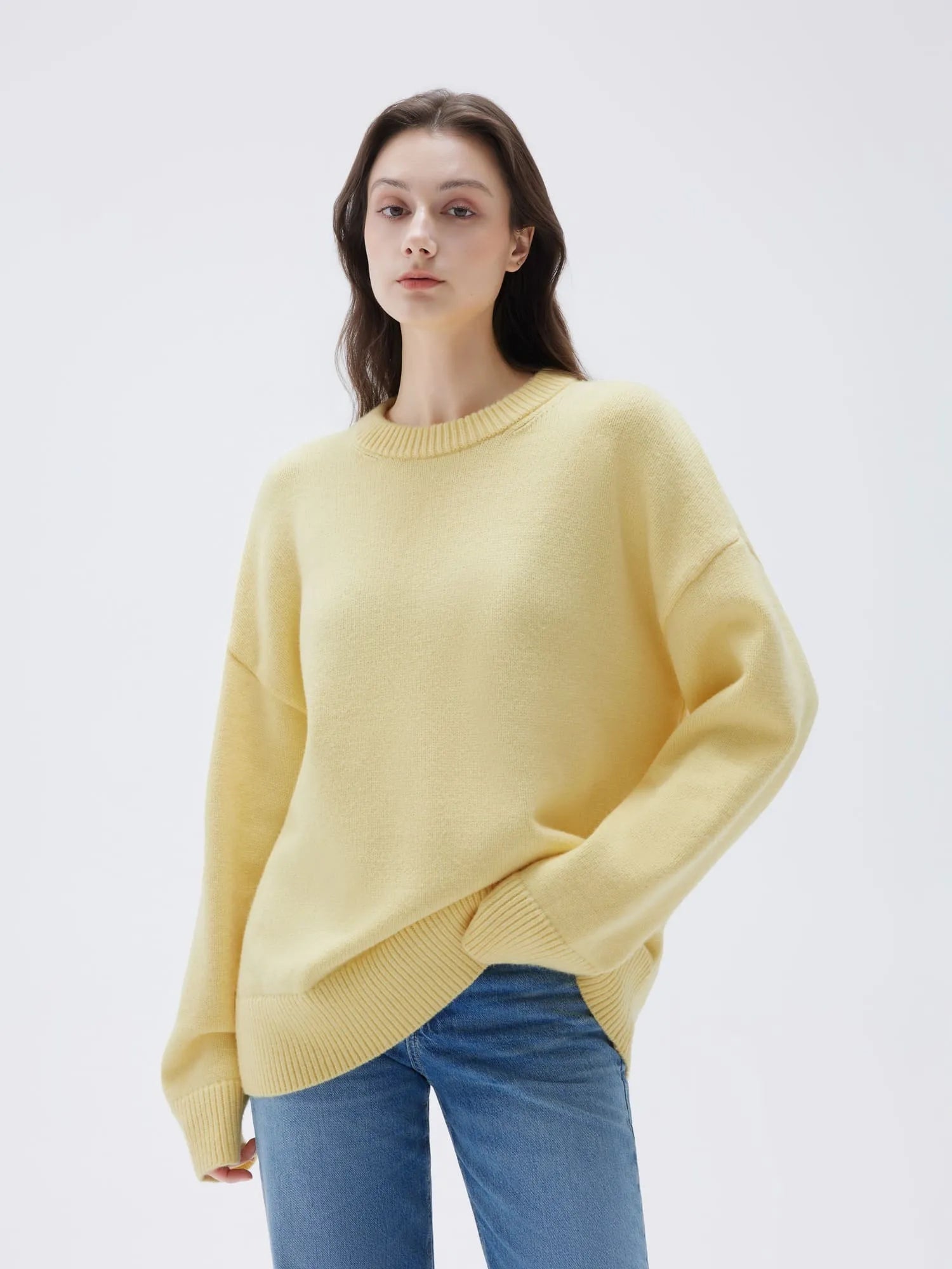 SUUKSESS Women Cashmere Oversized Long Sleeve Pullover Sweater Crew Neck Jumpers-SUUKSESS-SUUKSESS