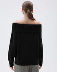 SUUKSESS Women Cashmere Off The Shoulder Sweater Oversized Knit Long Sleeve Tops-SUUKSESS-SUUKSESS