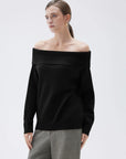SUUKSESS Women Cashmere Off The Shoulder Sweater Oversized Knit Long Sleeve Tops-SUUKSESS-SUUKSESS