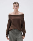 SUUKSESS Women Cashmere Off The Shoulder Sweater Oversized Knit Long Sleeve Tops-SUUKSESS-SUUKSESS