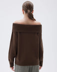 SUUKSESS Women Cashmere Off The Shoulder Sweater Oversized Knit Long Sleeve Tops-SUUKSESS-SUUKSESS