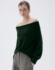 SUUKSESS Women Cashmere Off The Shoulder Sweater Oversized Knit Long Sleeve Tops-SUUKSESS-SUUKSESS