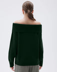 SUUKSESS Women Cashmere Off The Shoulder Sweater Oversized Knit Long Sleeve Tops-SUUKSESS-SUUKSESS