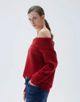 SUUKSESS Women Cashmere Off The Shoulder Sweater Oversized Knit Long Sleeve Tops-SUUKSESS-SUUKSESS