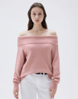 SUUKSESS Women Cashmere Off The Shoulder Sweater Oversized Knit Long Sleeve Tops-SUUKSESS-SUUKSESS