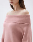 SUUKSESS Women Cashmere Off The Shoulder Sweater Oversized Knit Long Sleeve Tops-SUUKSESS-SUUKSESS