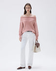 SUUKSESS Women Cashmere Off The Shoulder Sweater Oversized Knit Long Sleeve Tops-SUUKSESS-SUUKSESS