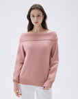 SUUKSESS Women Cashmere Off The Shoulder Sweater Oversized Knit Long Sleeve Tops-SUUKSESS-SUUKSESS