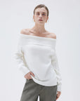 SUUKSESS Women Cashmere Off The Shoulder Sweater Oversized Knit Long Sleeve Tops-SUUKSESS-SUUKSESS