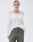 SUUKSESS Women Cashmere Off The Shoulder Sweater Oversized Knit Long Sleeve Tops-SUUKSESS-SUUKSESS