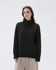 SUUKSESS Women Cashmere Oversized Chunky Turtleneck Pullover Sweater Long Sleeve Knit Jumper Tops-SUUKSESS-Black-XS-SUUKSESS