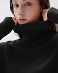 SUUKSESS Women Cashmere Oversized Chunky Turtleneck Pullover Sweater Long Sleeve Knit Jumper Tops-SUUKSESS-SUUKSESS