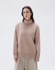 SUUKSESS Women Cashmere Oversized Chunky Turtleneck Pullover Sweater Long Sleeve Knit Jumper Tops-SUUKSESS-Khaki-XS-SUUKSESS