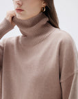 SUUKSESS Women Cashmere Oversized Chunky Turtleneck Pullover Sweater Long Sleeve Knit Jumper Tops-SUUKSESS-SUUKSESS