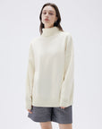SUUKSESS Women Cashmere Oversized Chunky Turtleneck Pullover Sweater Long Sleeve Knit Jumper Tops-SUUKSESS-White-XS-SUUKSESS