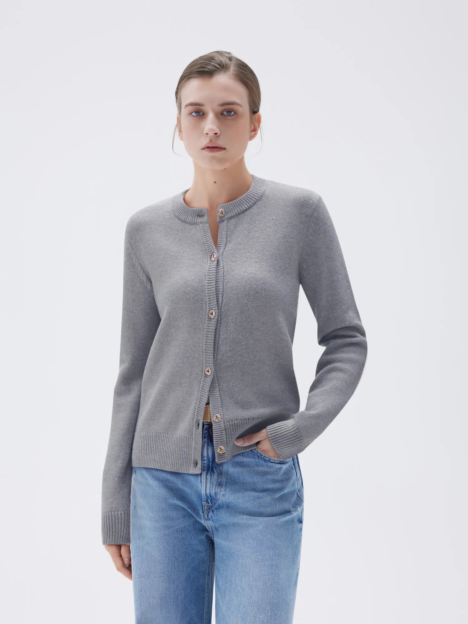 SUUKSESS Women Chunky Cashmere Cardigan Sweaters Trendy Fall Fashion Button Up Long Sleeve Knit Outfits-SUUKSESS-Grey-XS-SUUKSESS