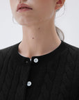 SUUKSESS Women Cable Knit Cashmere Sweaters Crew Neck Button Up Chunky Cardigan Long Sleeve Fall Outfits-SUUKSESS-SUUKSESS