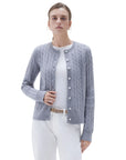 SUUKSESS Women Cable Knit Cashmere Sweaters Crew Neck Button Up Chunky Cardigan Long Sleeve Fall Outfits-SUUKSESS-Grey-XS-SUUKSESS
