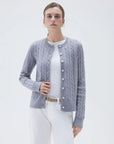 SUUKSESS Women Cable Knit Cashmere Sweaters Crew Neck Button Up Chunky Cardigan Long Sleeve Fall Outfits-SUUKSESS-SUUKSESS